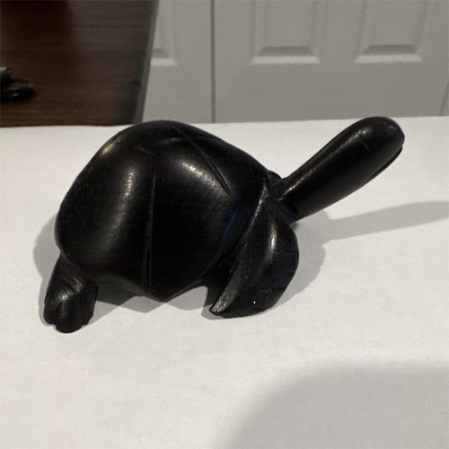 Black carved wood turtle - black,